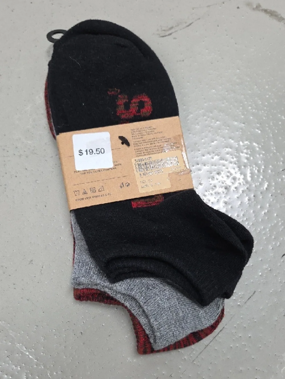 Levi's Red and Black Marled Low-Cut Athletic Socks - 3 Pack